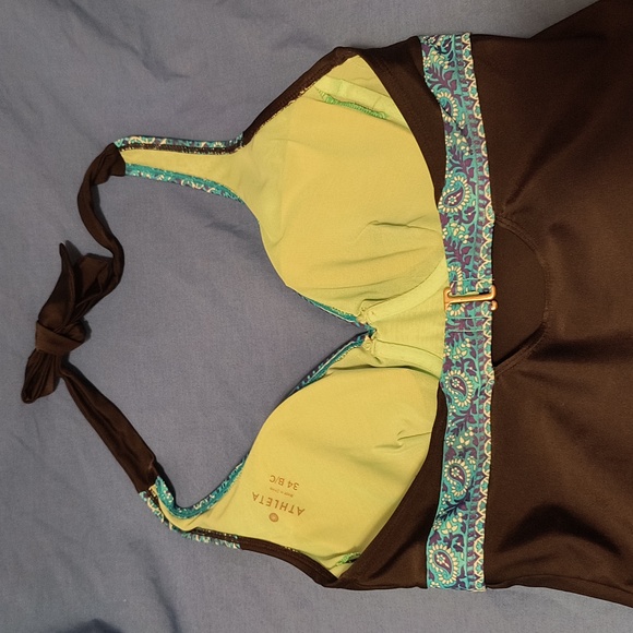 Athleta Tankini Top 34B/C Black with Blue Paisley - Picture 10 of 11